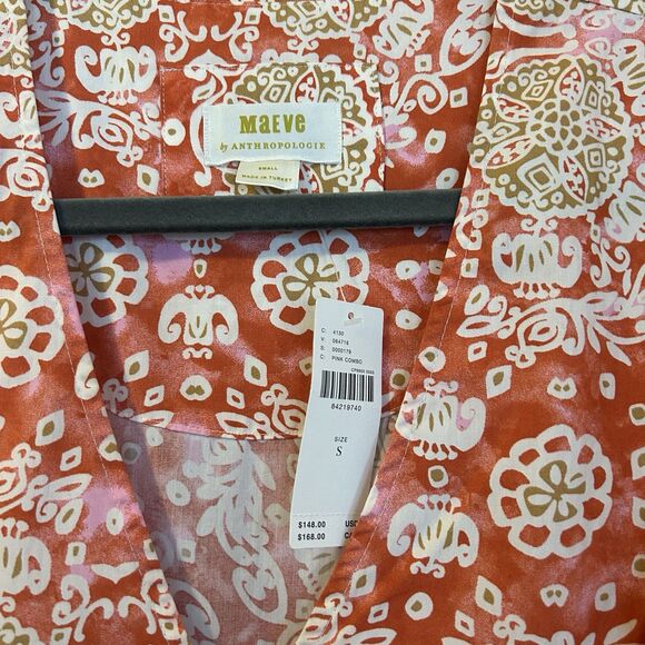 Anthropologie Maeve Printed FlutterSleeve Babydoll Cotton Dress Sz S MSRP$148.00 - Picture 8 of 10